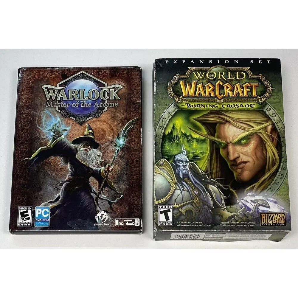 Lot 2 PC Computer Games Warlock & World of Warcraft Burning Crusade Expansion